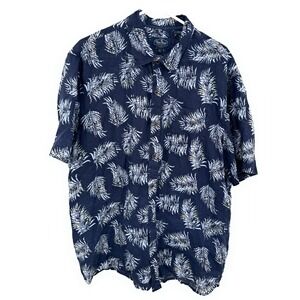 Nat Nast Camp Shirt Linen Mens XL Luxury Originals Blue Floral